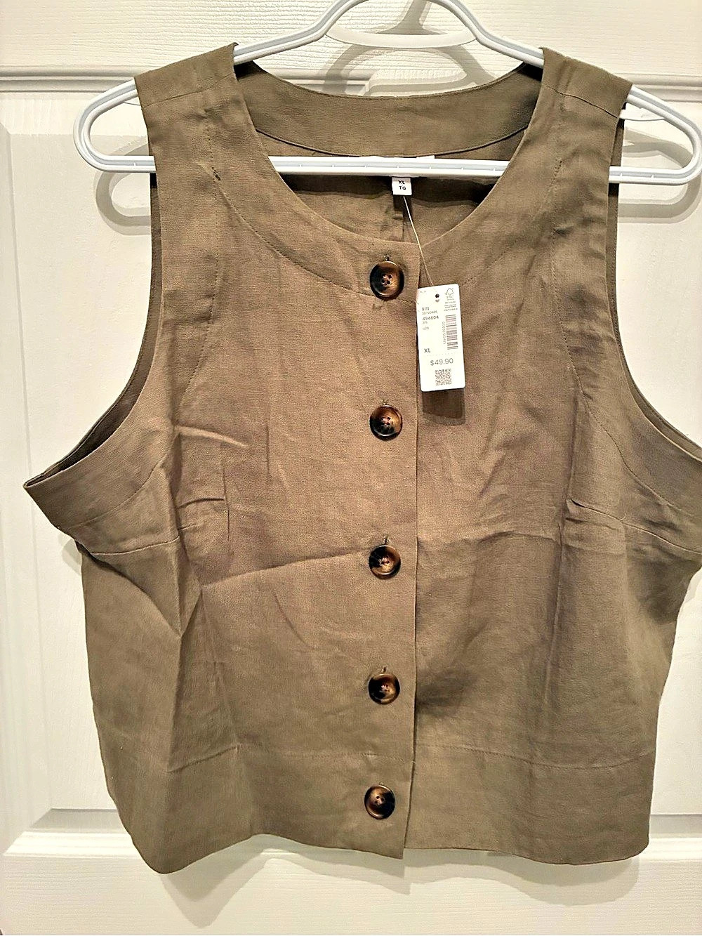 Reitman NWT Linen Blend Waistcoat Button Front Vest Green XL